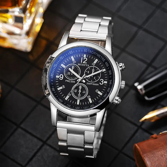 Classic Style Solid Color Single Folding Buckle Quartz Men'S Watches