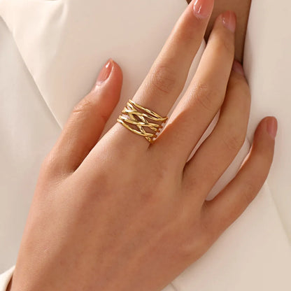 Classic Style Solid Color Stainless Steel Plating 18k Gold Plated Open Ring