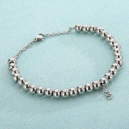 Classic Style Solid Color Stainless Steel Beaded Plating Bracelets