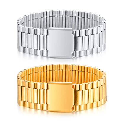 Classic Style Solid Color Stainless Steel Gold Plated Bracelets In Bulk