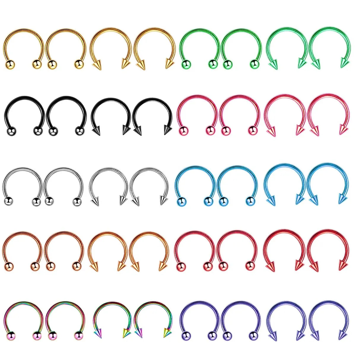 Classic Style Solid Color Stainless Steel Nose Ring In Bulk