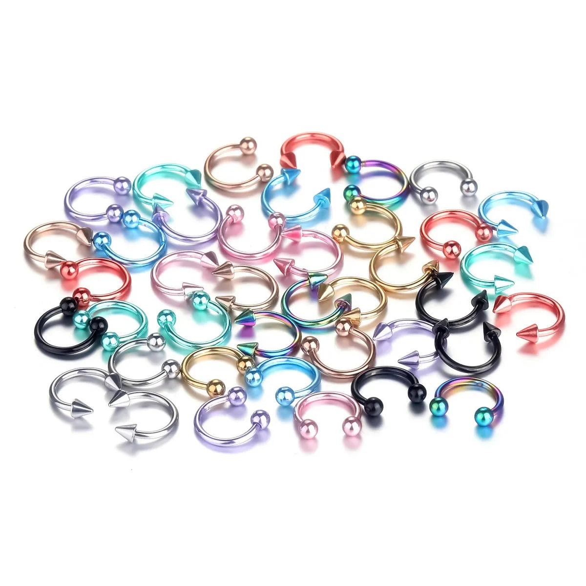 Classic Style Solid Color Stainless Steel Nose Ring In Bulk