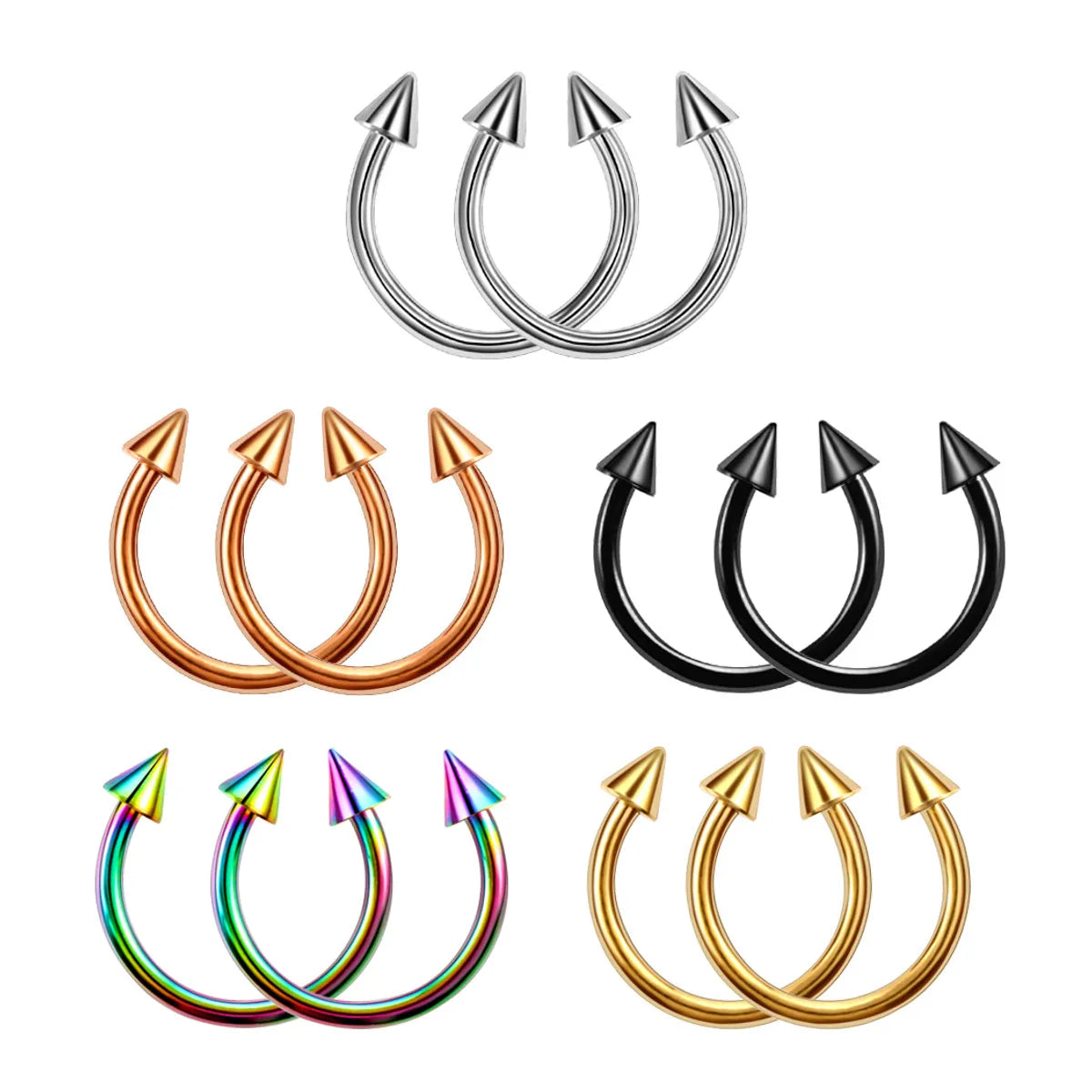 Classic Style Solid Color Stainless Steel Nose Ring In Bulk