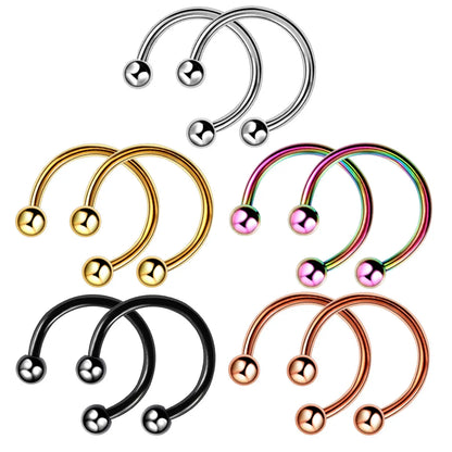 Classic Style Solid Color Stainless Steel Nose Ring In Bulk