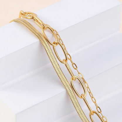 Classic Style Solid Color Stainless Steel Plating 18k Gold Plated Bracelets