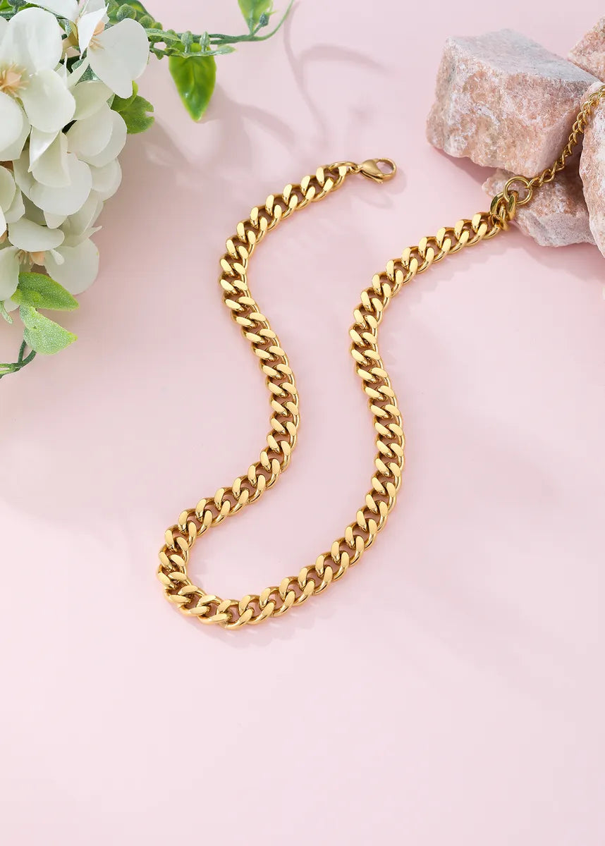 Classic Style Solid Color Stainless Steel Plating 18k Gold Plated Necklace