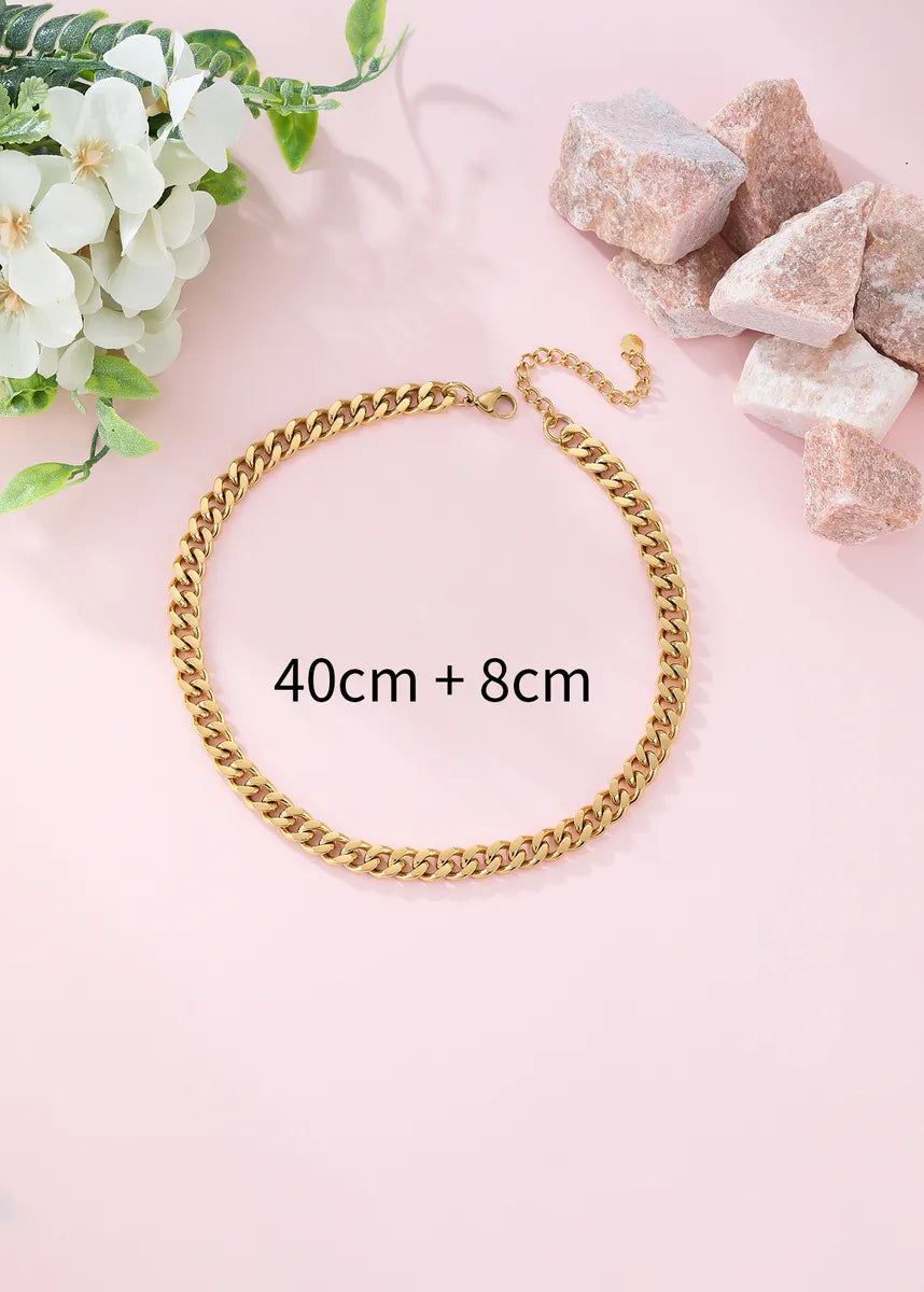 Classic Style Solid Color Stainless Steel Plating 18k Gold Plated Necklace