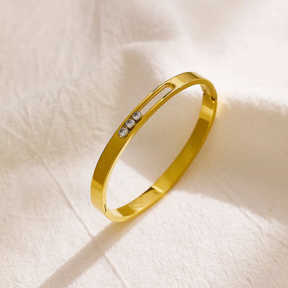 Classic Style Solid Color Stainless Steel Plating Gold Plated Bangle