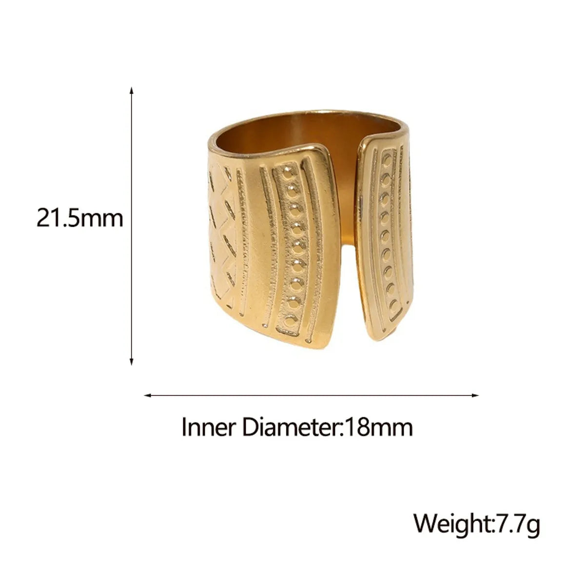 Classic Style Solid Color Stainless Steel Plating Gold Plated Rings