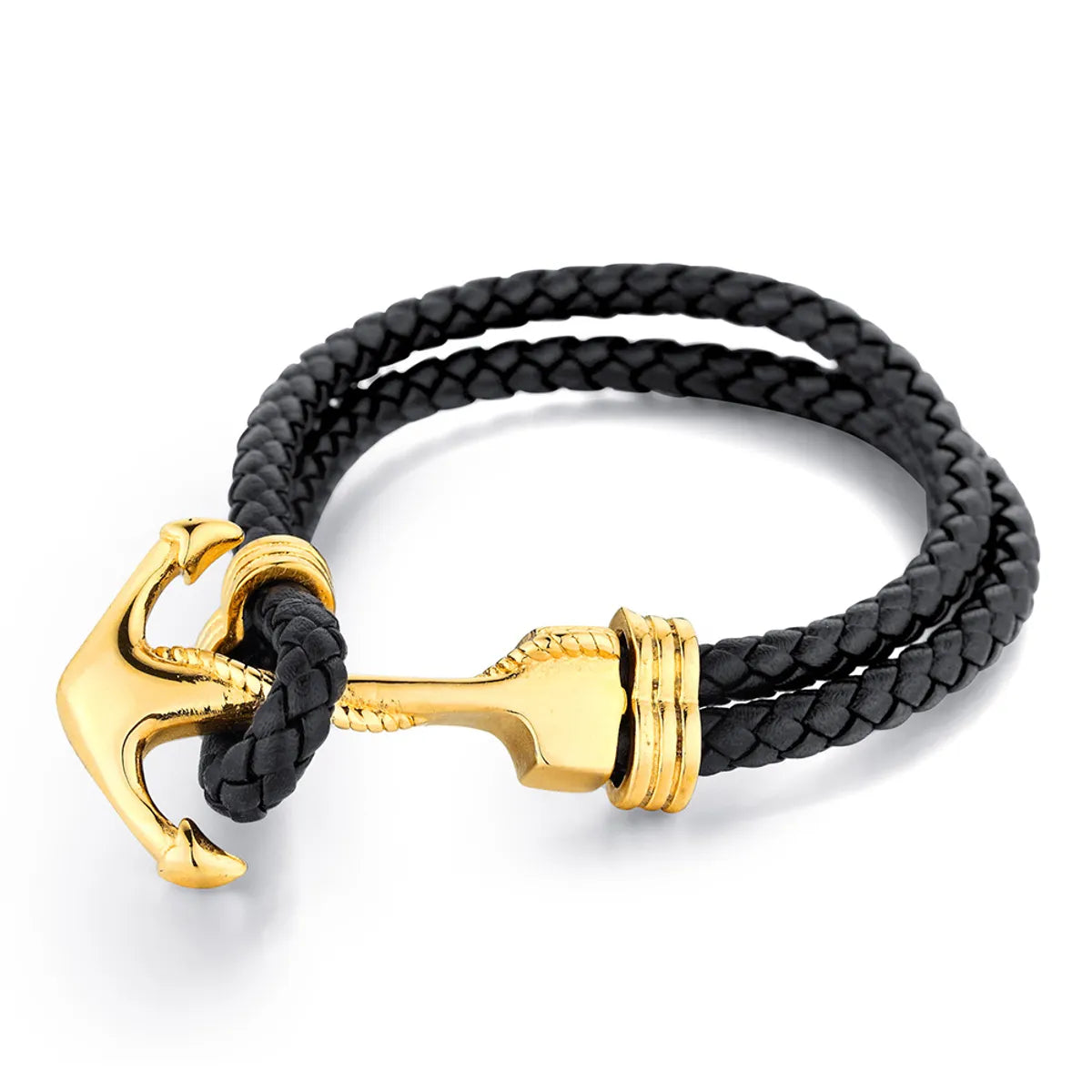 Classic Style Solid Color Titanium Steel Braid 18K Gold Plated Men'S Bracelets