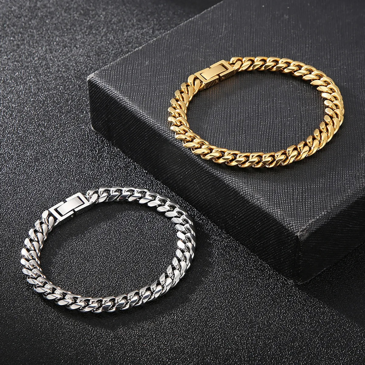 Classic Style Solid Color Titanium Steel Chain Bracelets Necklace