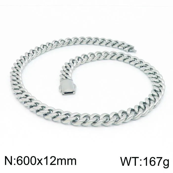 Classic Style Solid Color Titanium Steel Chain 18K Gold Plated Men'S Bracelets Necklace