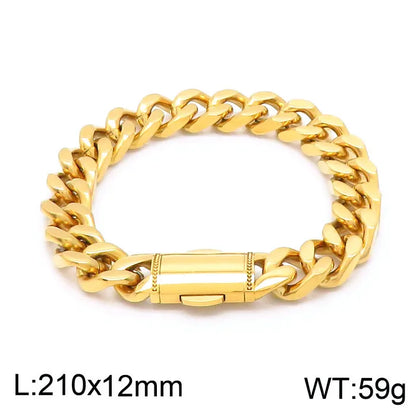 Classic Style Solid Color Titanium Steel Chain 18K Gold Plated Men'S Bracelets Necklace