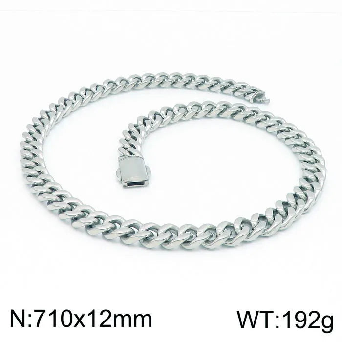 Classic Style Solid Color Titanium Steel Chain 18K Gold Plated Men'S Bracelets Necklace