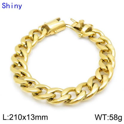 Classic Style Solid Color Titanium Steel Chain 18K Gold Plated Men'S Bracelets Necklace