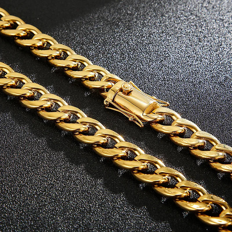 Classic Style Solid Color Titanium Steel Chain 18K Gold Plated Men'S Bracelets Necklace