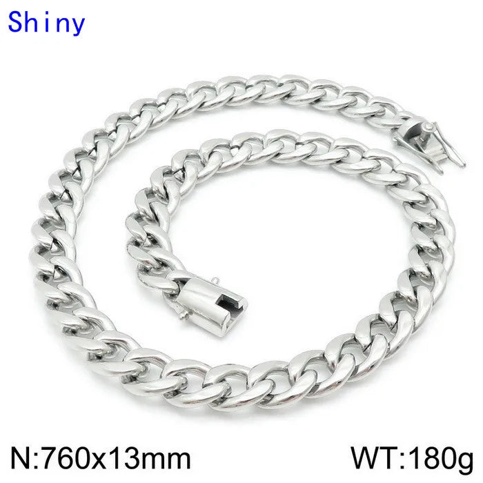 Classic Style Solid Color Titanium Steel Chain 18K Gold Plated Men'S Bracelets Necklace