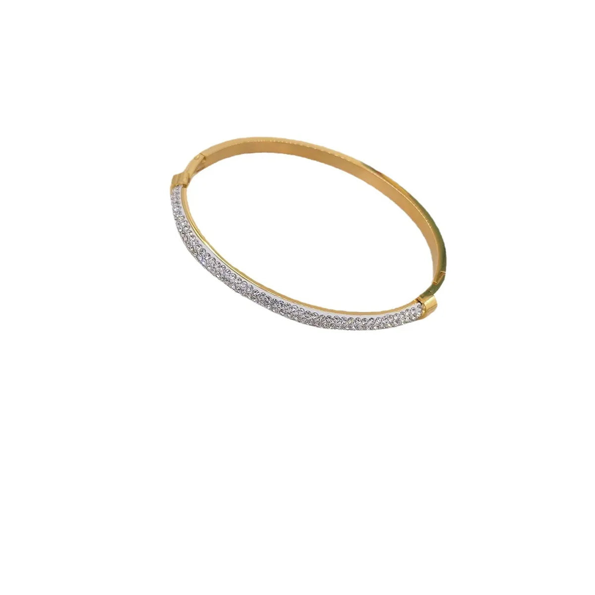 Classic Style Solid Color Titanium Steel Irregular Plating Inlay Zircon Gold Plated Bangle