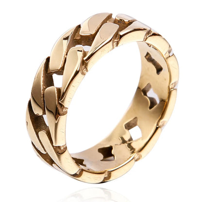 Classic Style Solid Color Titanium Steel 18K Gold Plated Men'S Rings