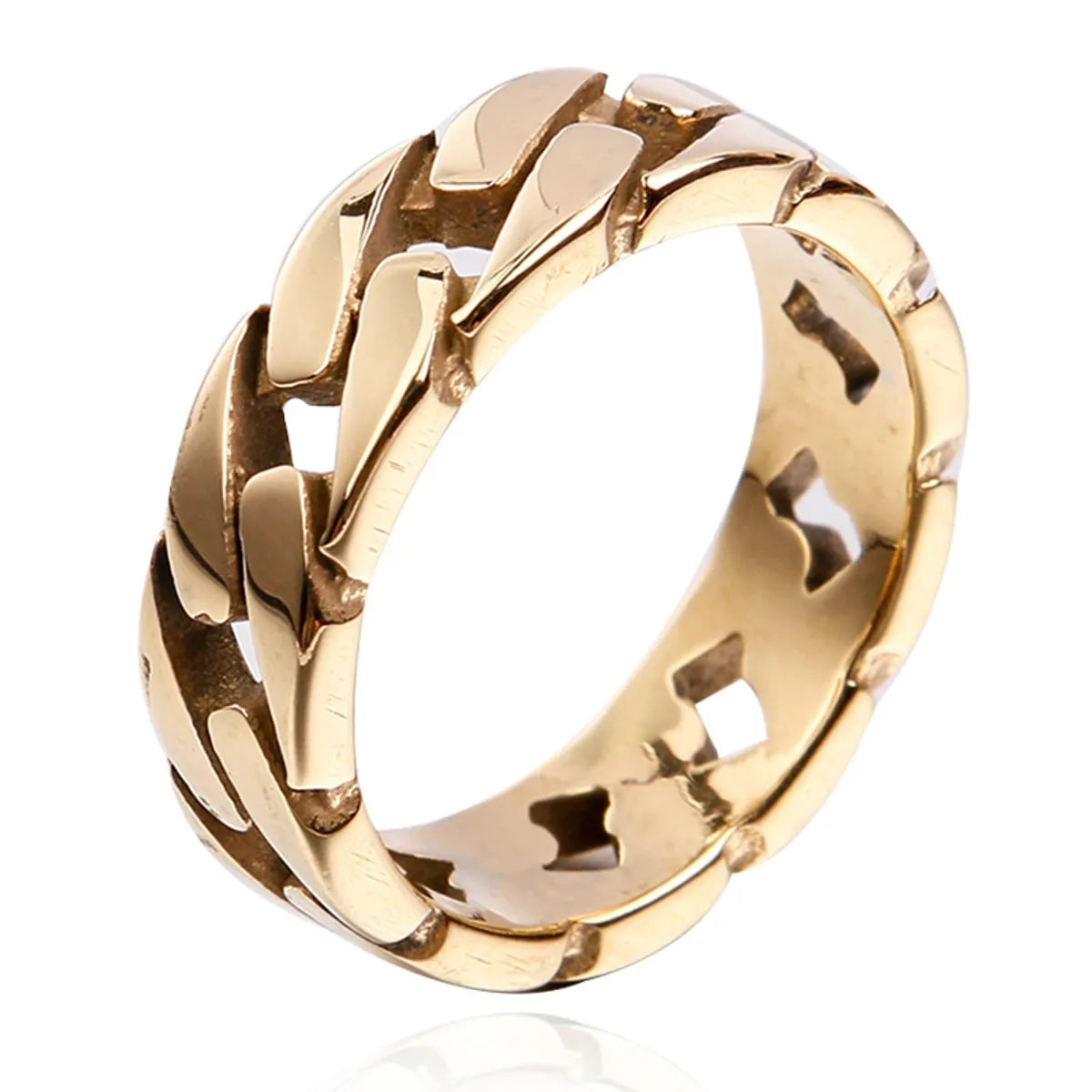 Classic Style Solid Color Titanium Steel 18K Gold Plated Men'S Rings