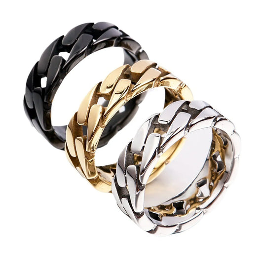 Classic Style Solid Color Titanium Steel 18K Gold Plated Men'S Rings