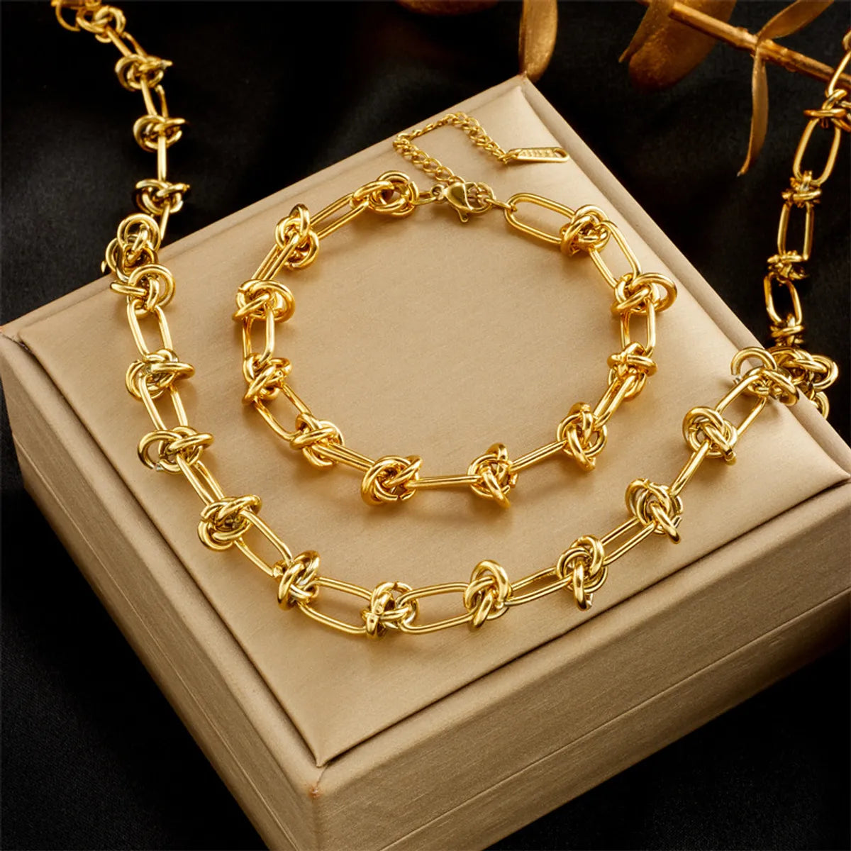 Classic Style Solid Color Titanium Steel Plating Bracelets Necklace