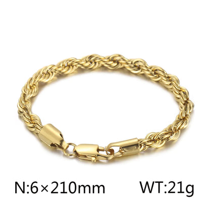 Classic Style Solid Color Titanium Steel Plating Chain 18K Gold Plated Men'S Bracelets