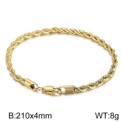 Classic Style Solid Color Titanium Steel Plating Chain 18K Gold Plated Men'S Bracelets