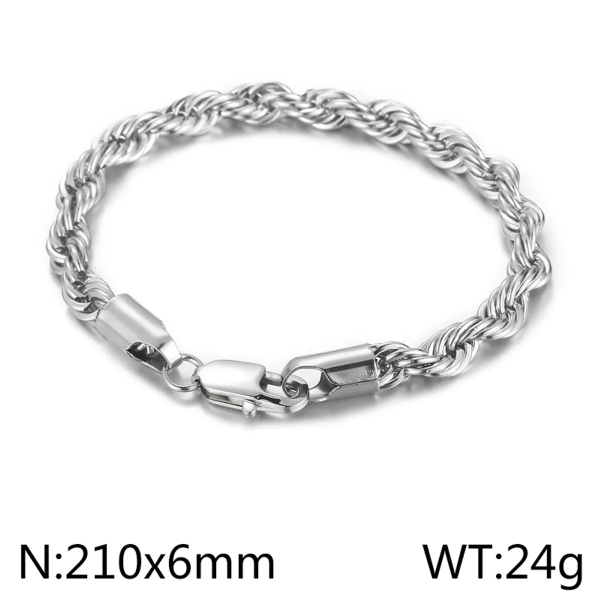 Classic Style Solid Color Titanium Steel Plating Chain 18K Gold Plated Men'S Bracelets