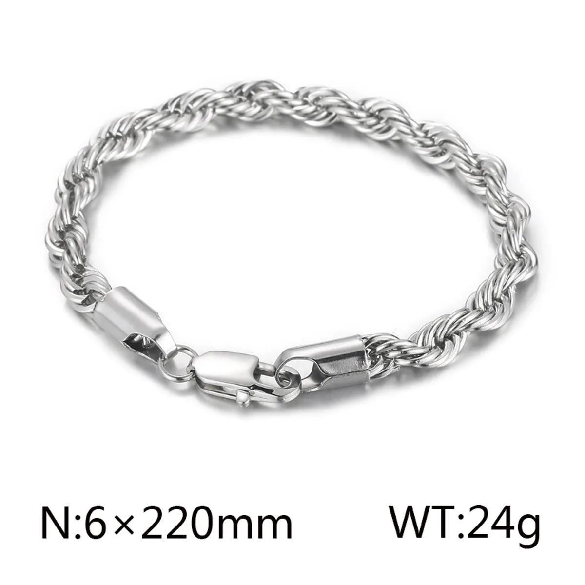 Classic Style Solid Color Titanium Steel Plating Chain 18K Gold Plated Men'S Bracelets