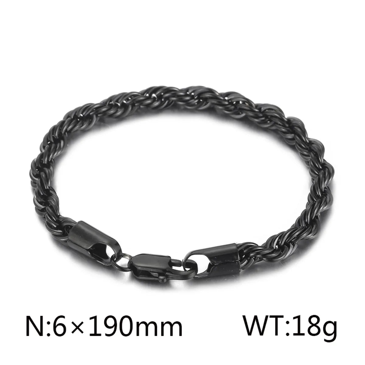 Classic Style Solid Color Titanium Steel Plating Chain 18K Gold Plated Men'S Bracelets