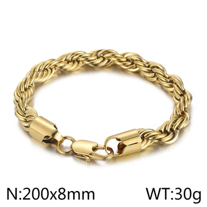 Classic Style Solid Color Titanium Steel Plating Chain 18K Gold Plated Men'S Bracelets