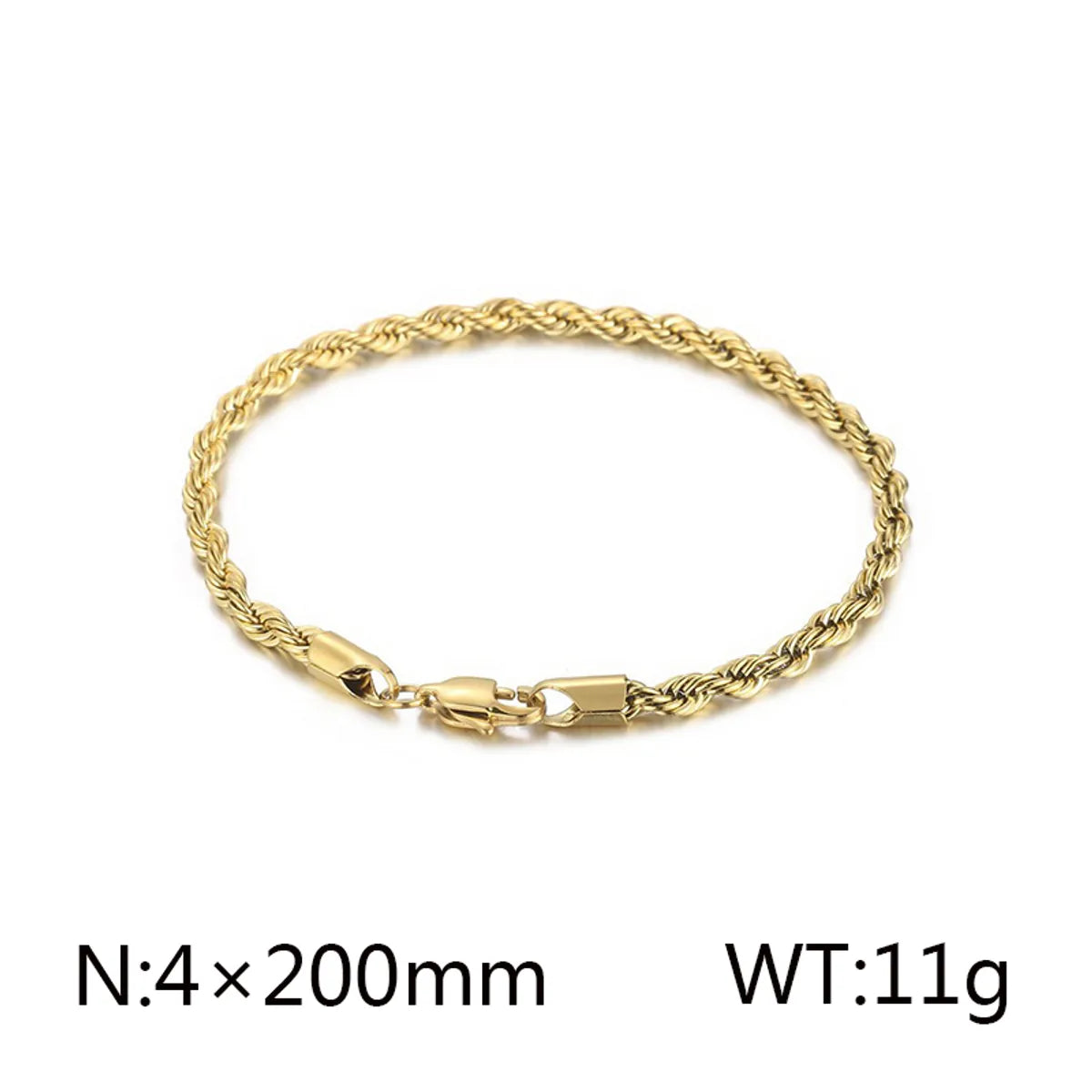 Classic Style Solid Color Titanium Steel Plating Chain 18K Gold Plated Men'S Bracelets