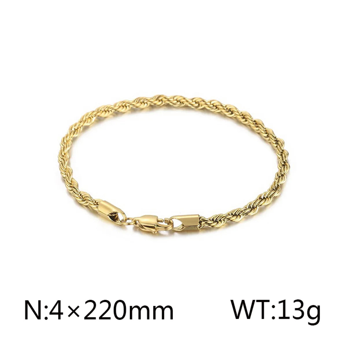 Classic Style Solid Color Titanium Steel Plating Chain 18K Gold Plated Men'S Bracelets