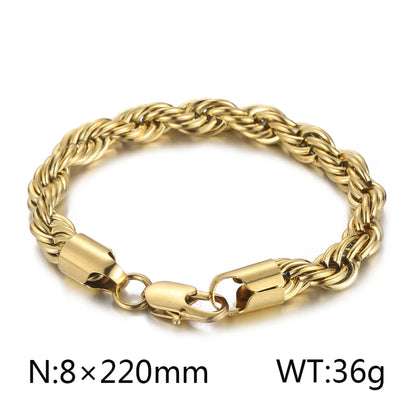 Classic Style Solid Color Titanium Steel Plating Chain 18K Gold Plated Men'S Bracelets