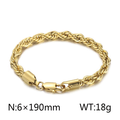 Classic Style Solid Color Titanium Steel Plating Chain 18K Gold Plated Men'S Bracelets