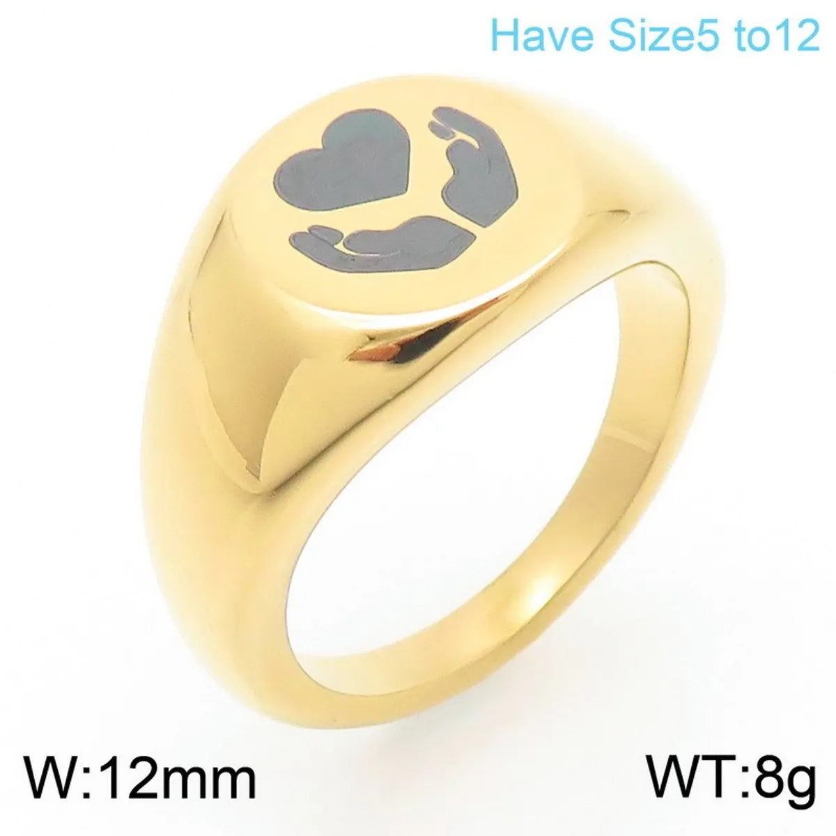 Wholesale Jewelry Classic Style Solid Color Titanium Steel 18K Gold Plated Plating Rings