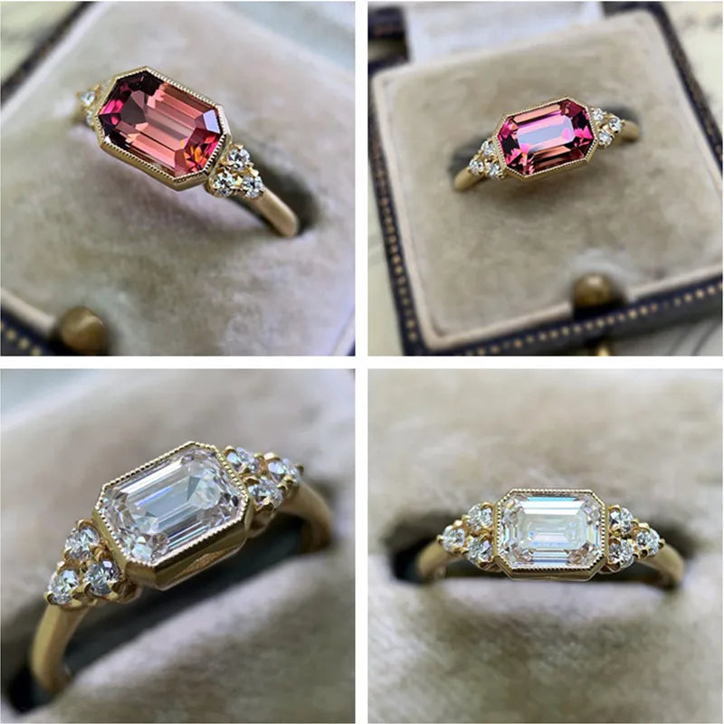 Classic Style Square Artificial Gemstones Alloy Wholesale Rings