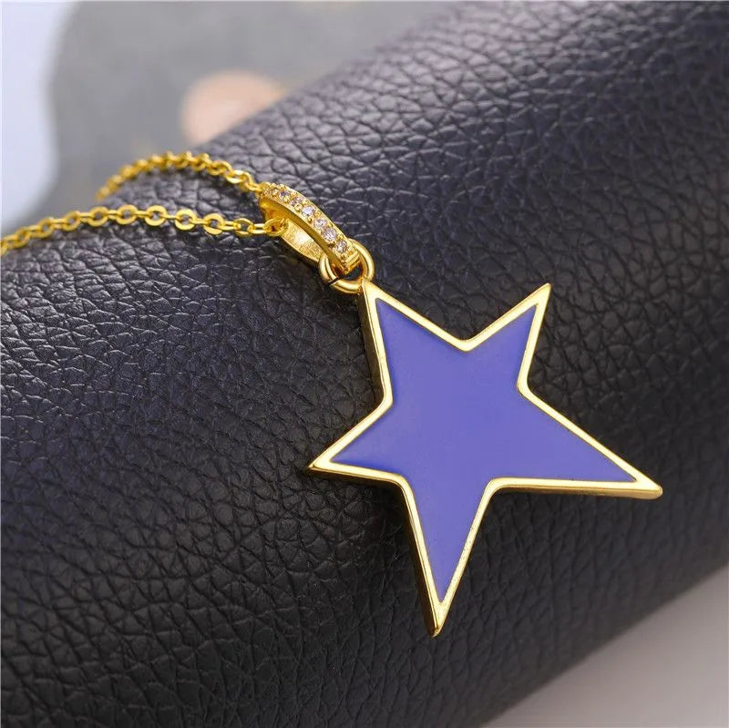 Classic Style Star Heart Shape Copper Enamel Plating Inlay Zircon Gold Plated Charms Jewelry Accessories