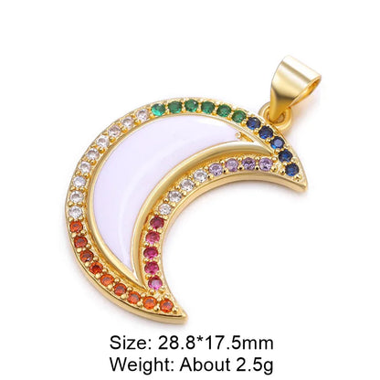 Classic Style Star Heart Shape Copper Enamel Plating Inlay Zircon Gold Plated Charms Jewelry Accessories