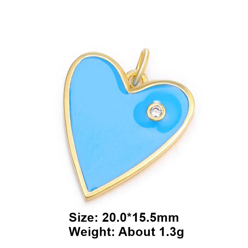 Classic Style Star Heart Shape Copper Enamel Plating Inlay Zircon Gold Plated Charms Jewelry Accessories