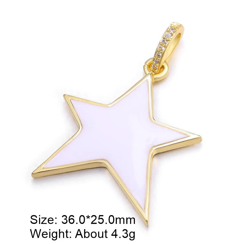 Classic Style Star Heart Shape Copper Enamel Plating Inlay Zircon Gold Plated Charms Jewelry Accessories