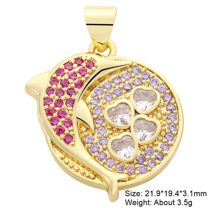 Classic Style Streetwear Animal Round Elephant Copper Plating Inlay Zircon 18k Gold Plated Charms