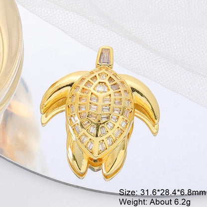 Classic Style Streetwear Animal Round Elephant Copper Plating Inlay Zircon 18k Gold Plated Charms