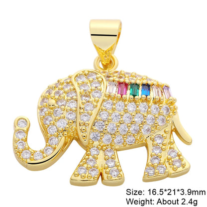 Classic Style Streetwear Animal Round Elephant Copper Plating Inlay Zircon 18k Gold Plated Charms