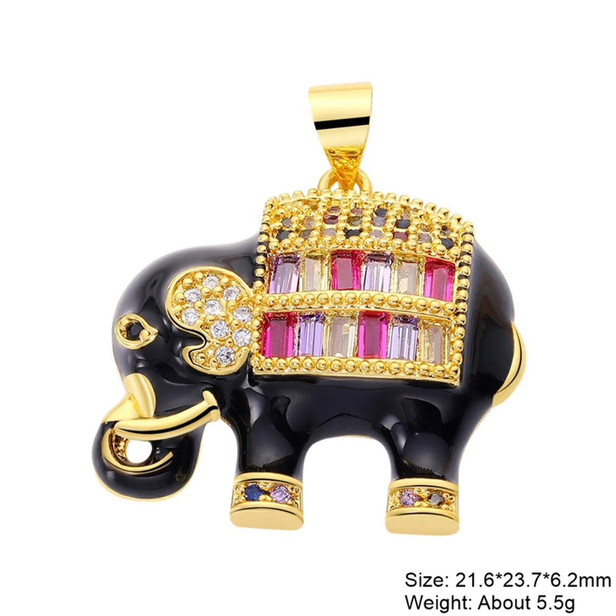 Classic Style Streetwear Animal Round Elephant Copper Plating Inlay Zircon 18k Gold Plated Charms