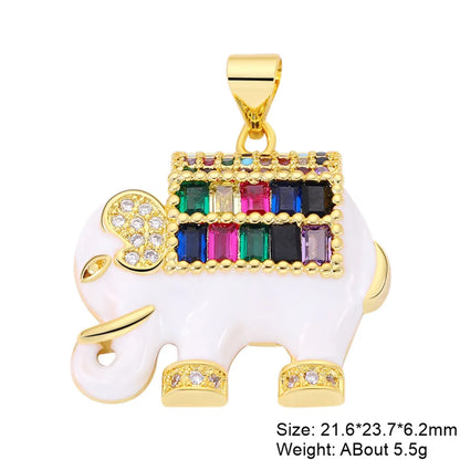 Classic Style Streetwear Animal Round Elephant Copper Plating Inlay Zircon 18k Gold Plated Charms