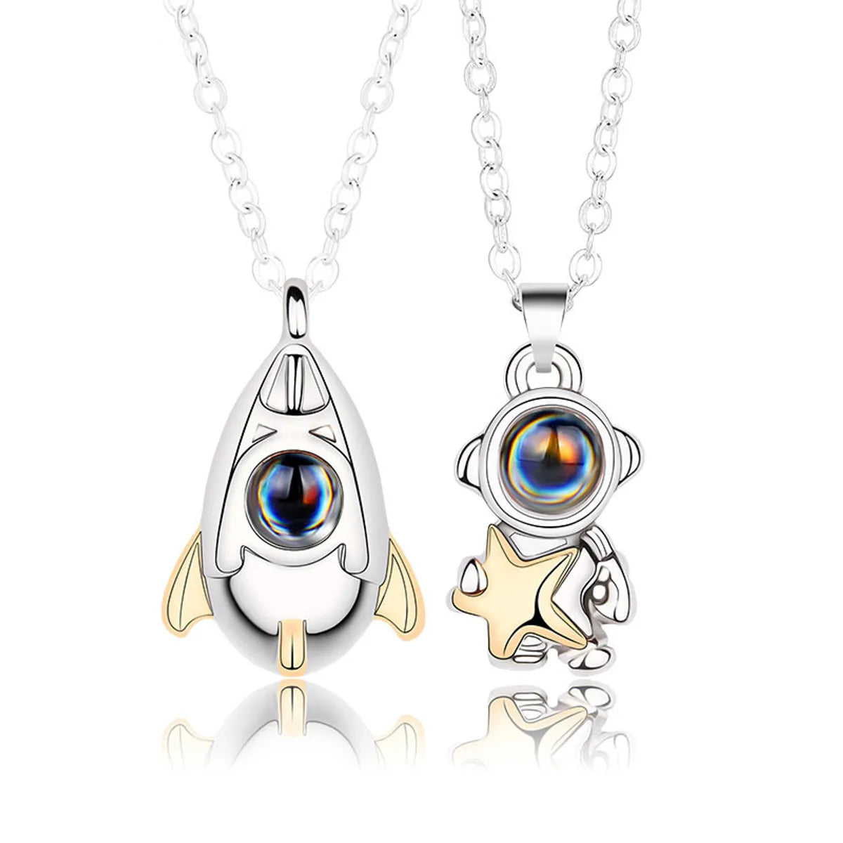 Classic Style Streetwear Astronaut Star Alloy Valentine'S Day Couple Pendant Necklace