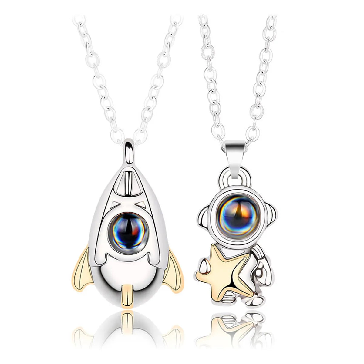 Classic Style Streetwear Astronaut Star Alloy Valentine'S Day Couple Pendant Necklace