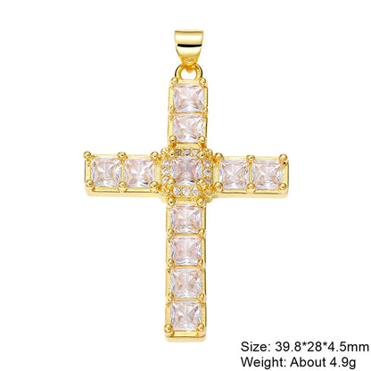 Classic Style Streetwear Cross Devil'S Eye Copper Plating Inlay Zircon 18k Gold Plated Charms